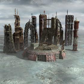 Sci fi Ruin Buildings Set